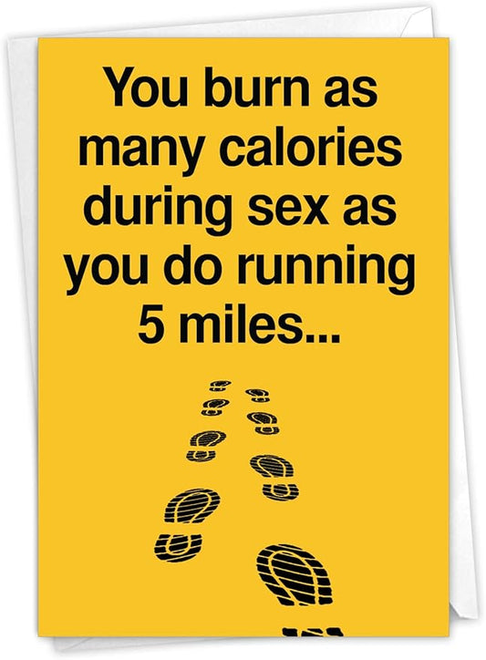 NobleWorks - Funny Happy Birthday Card with Envelope - Colorful Humor Card, Greeting Note - Five Miles 9994