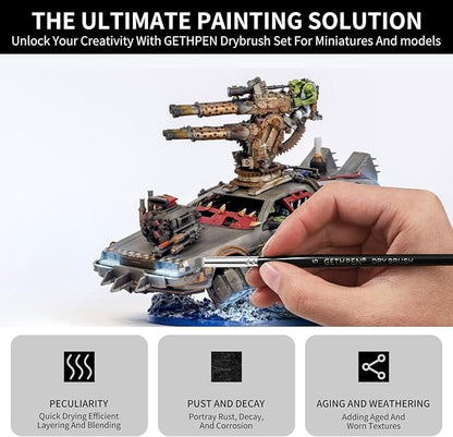 Dry Brush Miniature Painting,Dry Brush Set,5 Sizes Hobby Detail Paint Brush Set,Acrylic Paint Brushes for Tabletop & Wargames,40k,Citadel,Scale Model,DND Miniatures,Watercolor Oil Painting
