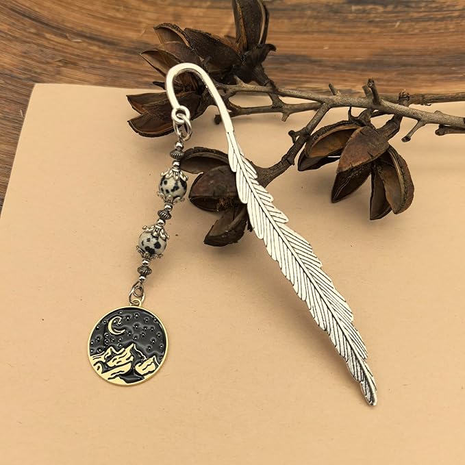 Retro Metal Bookmark for Bookish Gifts Funny Inspired Book Mark Book Accessories Book Lover Gifts for Women Men(Moon and Star-Gold)