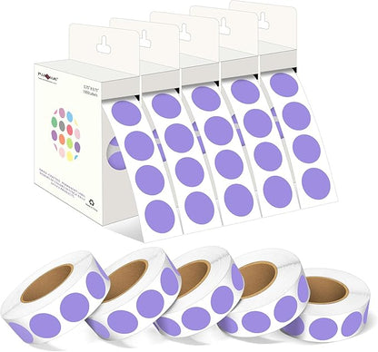 PARLAIM 3/4 Inch Roll Color Coding Labels,10000 per 10 Rolls Round Permanent Adhesive Color Coding Circle Dot Stickers for Office Home (Lavender)