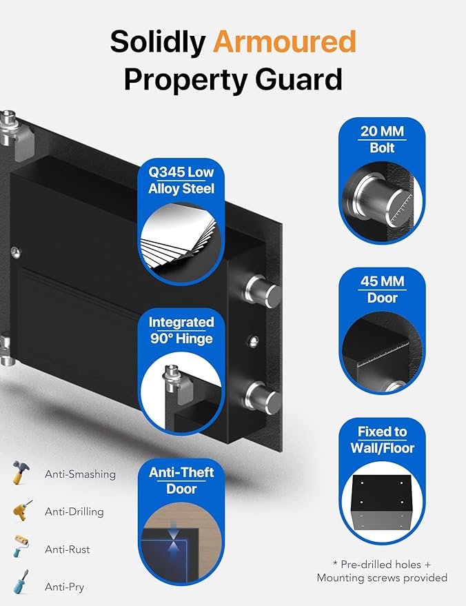 FORFEND Smart Home Safe | WiFi Safe Box App Lock/Alarm | Voice Command, Kidnap Alarm, Tamper Detect, Frozen Mode, Sub Account| Digital Safe Anti Theft
