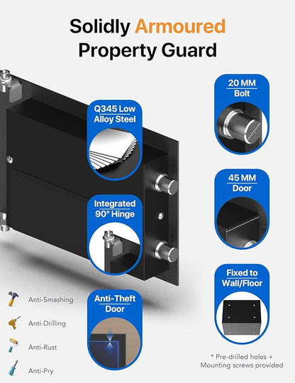 FORFEND Smart Home Safe | WiFi Safe Box App Lock/Alarm | Voice Command, Kidnap Alarm, Tamper Detect, Frozen Mode, Sub Account| Digital Safe Anti Theft