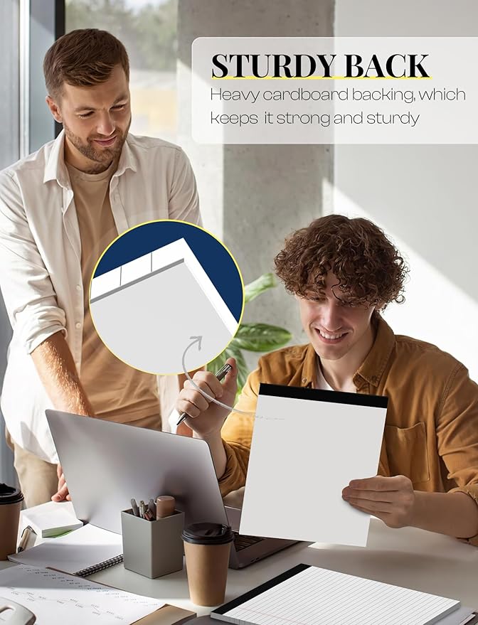 3 Pack Legal Pads 8.5 x 11 White Notepads Paper Tablets- Note Pads 8.5 x 11 Wide Ruled Pads of Paper, Writing Pads 8.5 x 11, Lined Paper Pads 8.5 x 11, Legal Notepads 8.5 x 11 In with 30 Sheets/Pad