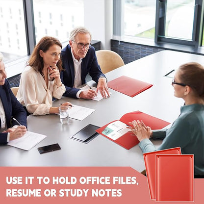 Henoyso 60 Pcs Plastic Folders with Clear Front Pockets Heavy Duty File Folders with 2 Pockets and Card Slot for Student Communication School Office Presentation Report (Red)