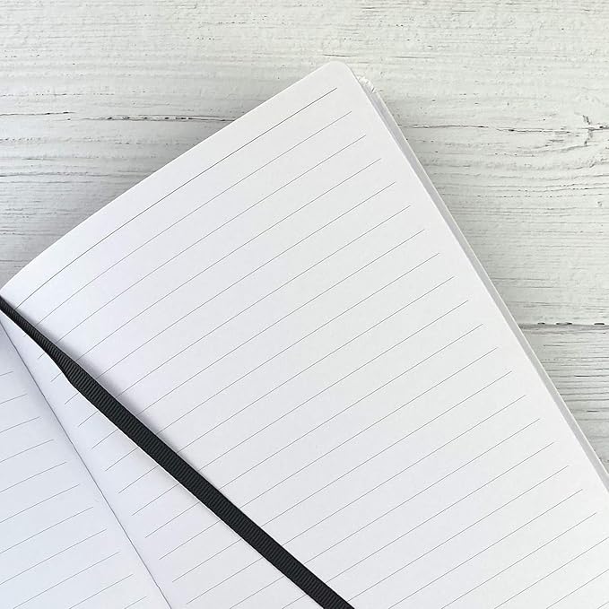 RICCO BELLO Wide Ruled Hardcover Diary Journal School Notebook for Kids, Tweens - Bookmark, Band Closure, Storage Pocket, 5.7 x 8.4 Inches, 192 Pages (Orca)