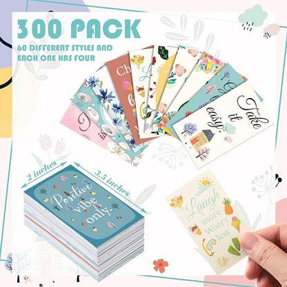 Jinei 300 Inspirational Affirmation Cards Positive Motivational Cards Small Mini Encouragement Quotes for Women Mother's Day Church(Flower Style)