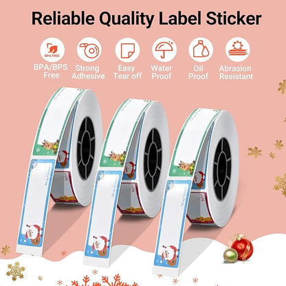 ORGBRO X1 Label Maker Tape, Genuine Thermal Label Print Paper 0.47"×1.57"(12×40mm), Standard Laminated Office Labeling Tape Replacement, 160 Tapes/Roll, 3-Roll, Joyful Patterns