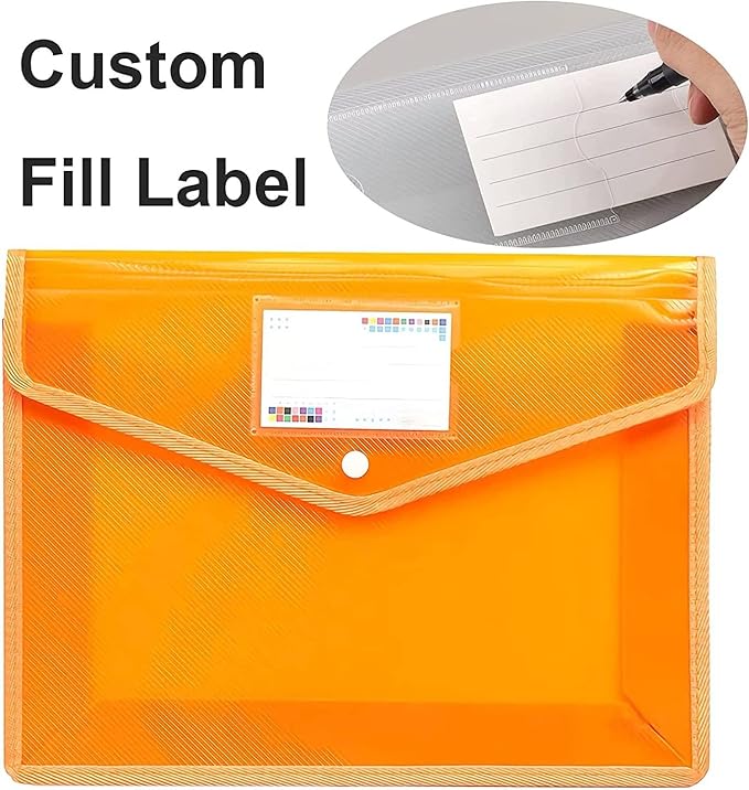 YoeeJob Plastic File Folders Legal Size Expandable Document Folder with Snap Button Closure, A4 Expanding File Wallet Envelopes Pouch with Label Pocket, 10 Packs, Muti-colored