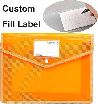 YoeeJob Plastic File Folders Legal Size Expandable Document Folder with Snap Button Closure, A4 Expanding File Wallet Envelopes Pouch with Label Pocket, 10 Packs, Muti-colored