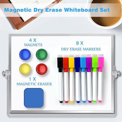 OWill Dry Erase White Board, 8” X 12” Small Whiteboard with Stand, Mini Whiteboard A4 Magnetic Desktop Board & Portable Double-Sided White Board Easel for Kids Drawing in School & Home