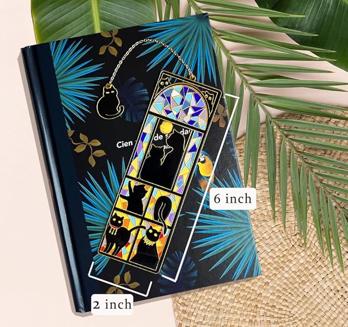 Metal Black Cat Bookmarks with Gift Box, Cat Pendent Book Markers for Book Lovers Bestfriend Cute Birthday Gifts Appreciation Gifts Mothers Day Teacher Student Gifts (Window cat)
