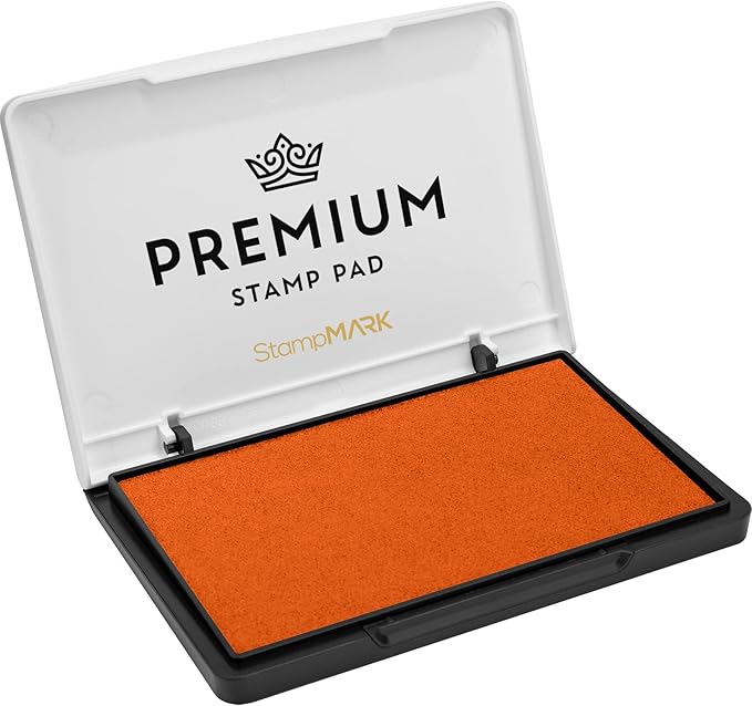 Premium Stamp Pad Medium Size 3" x 4" - for Traditional Rubber Stamps - Felt Pad Orange Color