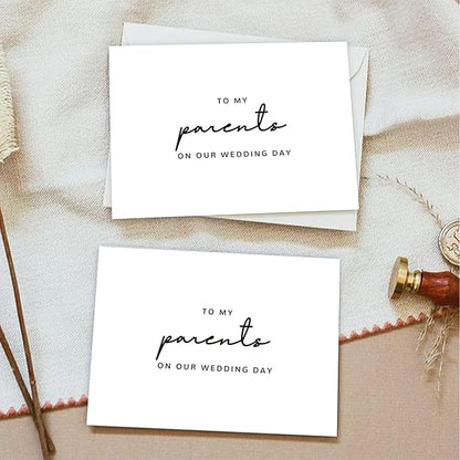 Set of 2 Wedding Day Card for Parents, Parents Of The Bride/Groom Gifts, To My Parents On Our Wedding Day.（Parents B）