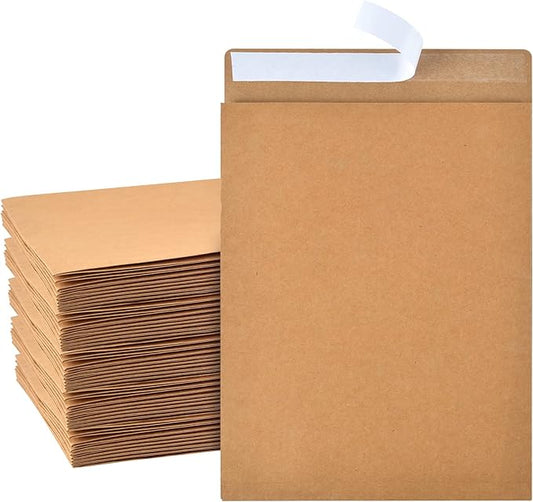 50 Pieces Expandable Envelopes 10x13x2 Large Kraft Envelopes 10x13 Catalog Envelopes Peel and Seal for Home Office Business Storage and Organizing (50)