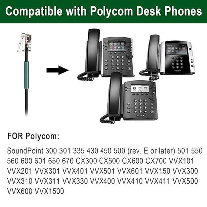 U10P Headset Adapter RJ9 to QD Cable for Plantronics Quick Disconnect Headset Cord Compatible with Polycom VVX411 VVX410 VVX311 VVX310 Plantronics ShoreTel Avaya NEC Aastra Mitel Nortel Landline Phone