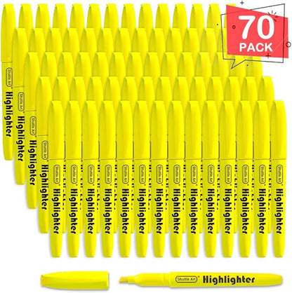 Shuttle Art 70 Pack Highlighters, Yellow Highlighters with Versatile Chisel Tip, Highlighter Markers Bulk in Vibrant Color for Highlighting as Office, School Supplies