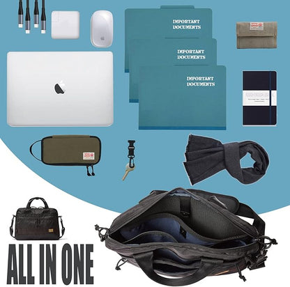 Rough Enough 16 Inch Laptop Bag Tablet Carrying Case Briefcase for Travel Business with Accessory Pocket Shoulder Handle Cordura Black