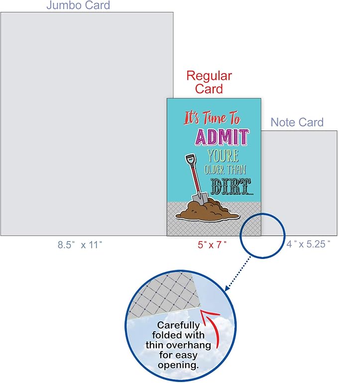 NobleWorks - Funny Happy Birthday Card with Envelope - Congrats Greeting Card for Elderly, Birthday Fun - Older than Dirt C6879BDG