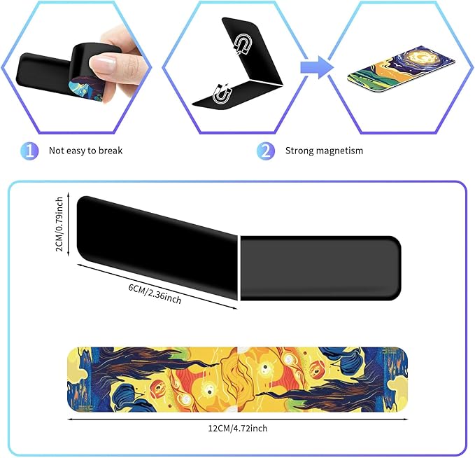 48 Pieces Magnetic Bookmarks Magnet Page Markers - Book Marks for Reading Women & Men with Storage Boxes - Cute Magnet Bookmark Clips for Reading Pleasure（Oil Painting）
