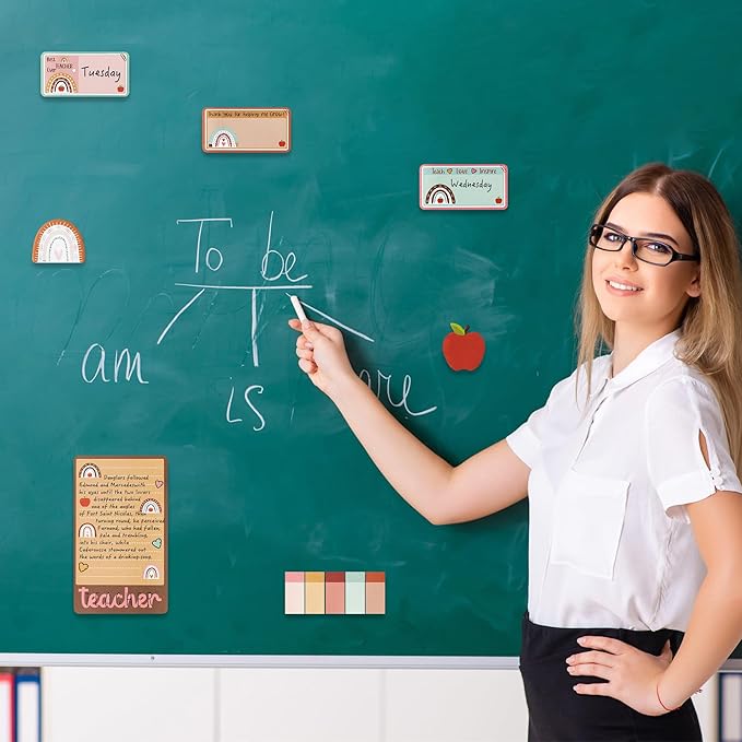 Boho Themed Teacher Sticky Notes Set, 550 Sheets, Thank You for Helping Me Grow Self-Stick Note Pads Teacher Appreciation Gift Writing Memo Pads Page Marker Back to School Supplies (Brown)