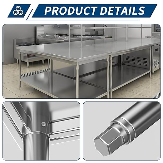 Stainless Steel Table for Prep & Work with Wheels 24 x 30 Inches, NSF Commercial Heavy Duty Food Prep Worktable with Undershelf for Restaurant, Home and Hotel Christmas Preparation Table