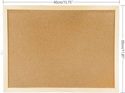 GDMINLO Cork Board Bulletin Board, 15.7"X 11.81" pin Boards for Walls, Oak Wood Finish Frame, Wall Mounted Cork Board for Office Home and School(Pins, Eye Bolts, gaskets, Screws)