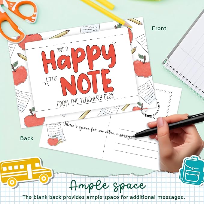 LOVEDMORE Happy Note from Teachers Desk Cards, Teacher Mail for Elementary Classroom Rewards to Students