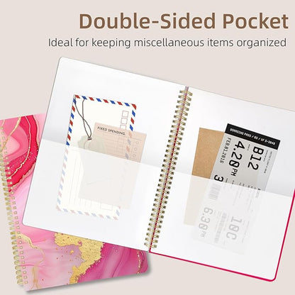 Cute Spiral Notebook journal A4 Aesthetic Pretty Design for Women Girls Kawaii with Pocket, 8.5 x 11 inch, Lined, Marble