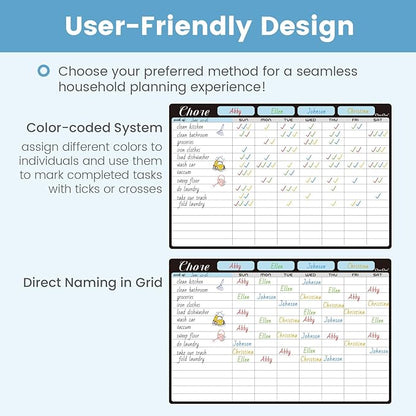 Magnetic Dry Erase Chore Chart - 8.5"x13" Chore Chart for Kids, Teens and Adults - 6.5"x8.5" List Board for Fridge - 6 Extra Fine Point Markers Included - Shipped Flat