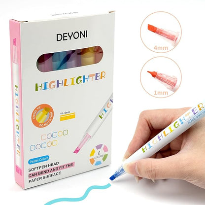 6 Pack Cute Pastel Highlighters Set, Chisel Tip, Highlighters Assorted Colors, No Bleed Bible, Study Journaling, Quick Dry Ideal great for Organizing Coloring School Supplies