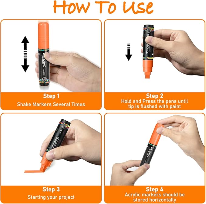 GOTIDEAL Window Markers, Jumbo Chalk Markers for Blackboard, Washable Car Markers for Chalkboard Glass Mirrow,10mm Thick Tip12 Colors With Metallic Colors