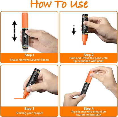 GOTIDEAL Window Markers, Jumbo Chalk Markers for Blackboard, Washable Car Markers for Chalkboard Glass Mirrow,10mm Thick Tip12 Colors With Metallic Colors