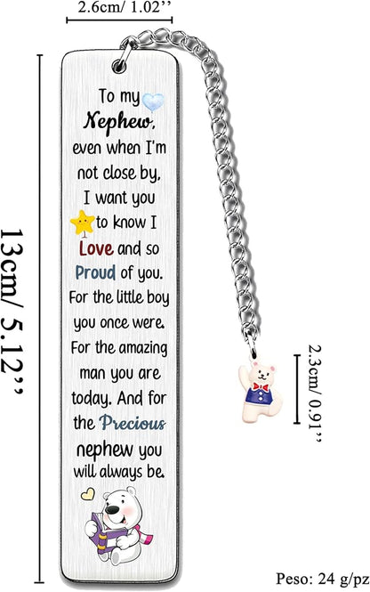 Nephew Bookmarks Birthday Gift Man Christmas Encouragement Bookmark Teens Graduation Distance Farewell Back to School Present Appreciate Reminder Go to University Proud of You Keepsakes Cute Bear