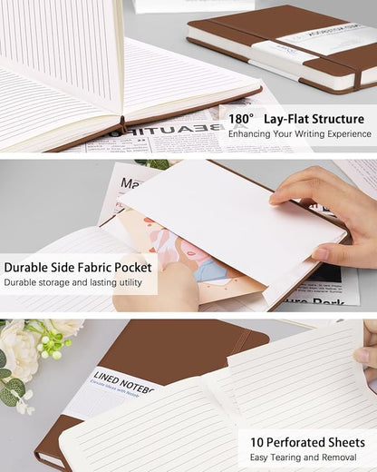 Hardcover Journal Notebooks, 10 Packs A5 Lined Journals Bulk for Writing 200 Pages/100Sheets, 8.4 x 5.8 inch, Classic Ruled Notebook for Work/Travel/College/Note Taking(Brown)