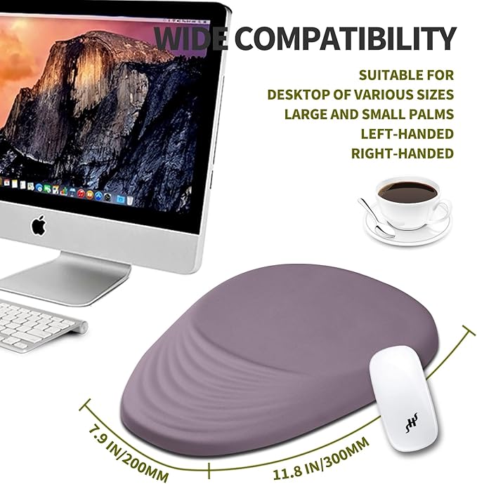 Hokafenle Ergonomic Mouse Pad Wrist Support, Terraced Slope Carpal Tunnel Wrist Pad for Mouse with Unibody Memory Foam, Wrist Rest Pain Relief Mousepad (Pale Purple, 11.8x7.9 in)