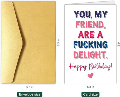 Chenive Funny Birthday Card for Friend, Friend Birthday Card for Men Women, Happy Birthday Card for BFF Bestie Sister Brother, Birthday Card for Classmate Coworker
