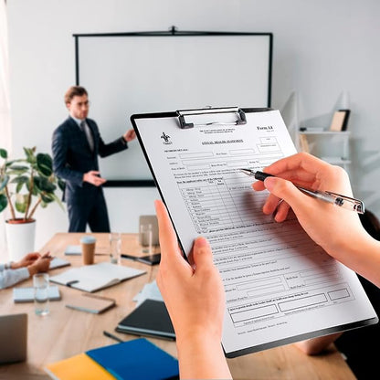 Clipboards, HERKKA 15 Pack Plastic Office Clipboards, Black Color Plastic Clipboards, Low Profile Clip Standard A4 Letter Size, Size 12.5 x 9 Inch