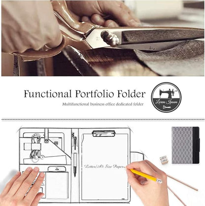 Toplive Portfolio Case Padfolio, Executive Business Document Organizer with Letter Size Clipboard, Business Card Holder, Tablet Sleeve, Perfect for Business School Office Conference, Tree-Black