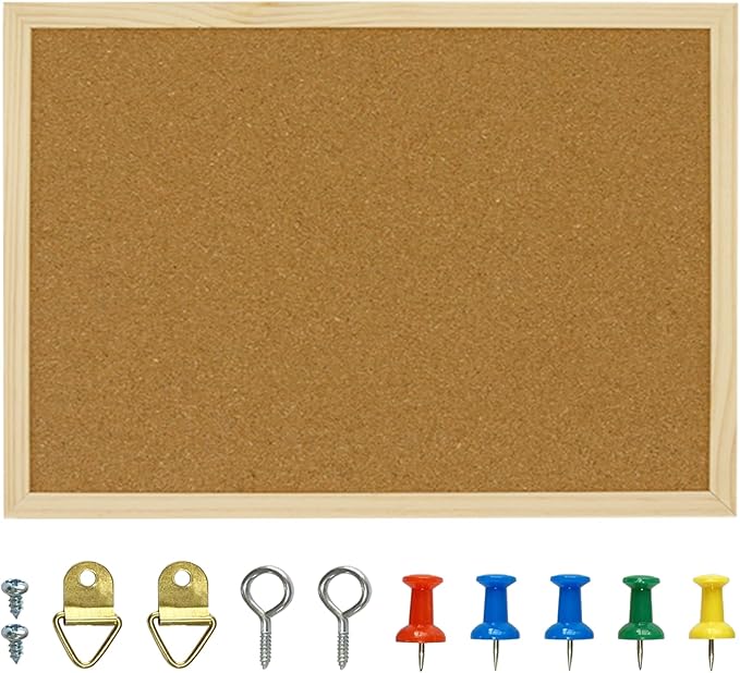 OWLKELA 17.7 X 13.3 Inch Cork Board Bulletin Board, Wall-Mounted Presentation, Message Notice Pin Board, Perfect for Office & Home Decor, School, Cubicle
