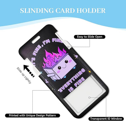 Lanyards for Id Badges, Dumpster on Fire Badge Holder with Retractable Reel Clip, Funny Work Name Tags Keychain Lanyard ID Card Protector Cover Case for Women Teacher Nurse Doctor Office