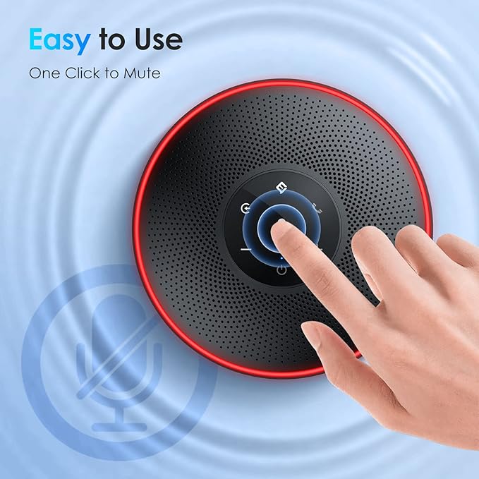 EMEET Bluetooth Speakerphone - Daisy Chain/Use Alone up to 16 attendees, M220 Professional Wireless Speakerphone 360°Voice Pick-up 8 AI Noise Cancellation Mics Skype Speakerphone for Conference Calls