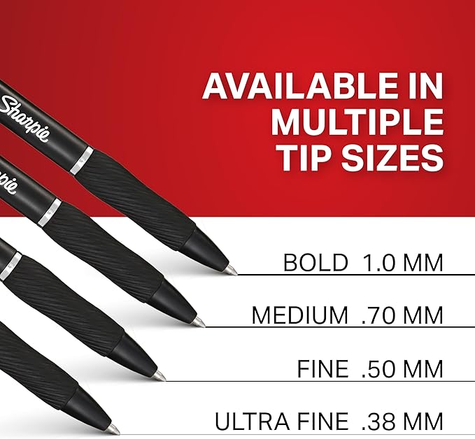 Sharpie S-Gel, Gel Pens, Drawing Pens, Gel Ink Pens For Journaling, Writing Pens, Coloring Pens, Medium Point Pens (0.7Mm), Black Ink Gel Pen, 4 Count
