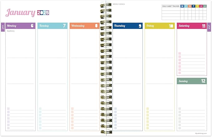 TF PUBLISHING 2025 Lil Buds Medium Weekly Monthly Planner - Goals & Task Trackers - Planner Monthly and Weekly with Organizer Stickers - 12 Month Calendar Planner - 6.5" x 8"