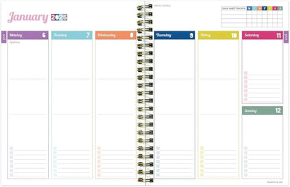 TF PUBLISHING 2025 Happy Hibiscus Medium Weekly Monthly Planner - Goals & Task Trackers - Planner Monthly and Weekly with Organizer Stickers - 12 Month Calendar Planner - 6.5" x 8"