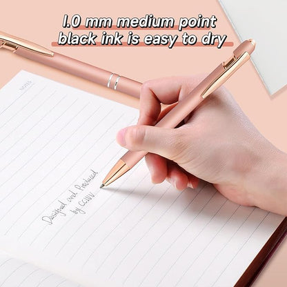 Stylus Pens for Touch Screens, 12 Pack Rose Gold Pens, 1.0mm Medium Point BallPoint Pens, Cute Pens Nurse Gifts Office Supplies for Women (No Words, 12 Pcs Rose Gold)