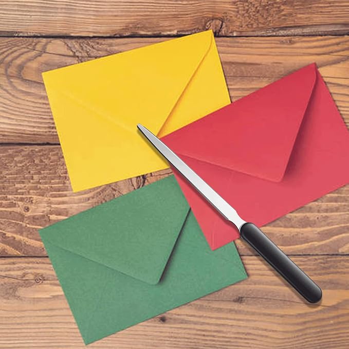 4PCS Letter Opener Envelope Slitter Stainless Steel Sword Letter Openers Mail Opener Letter Knife Humanized Grip Handle Staple Removal Tool for School Office Home Efficient and Easy to Open Envelopes