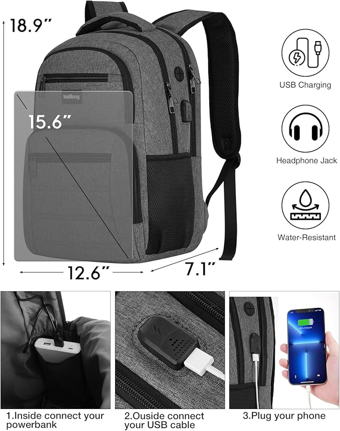Backpacks Men Bookbag School Bags for Boys Teenager,Computer Backpack Sturdy with 15.6 Inch Laptop Compartment & USB Charging Port,Morrales Mochilas Hombres for Workout College Middle School