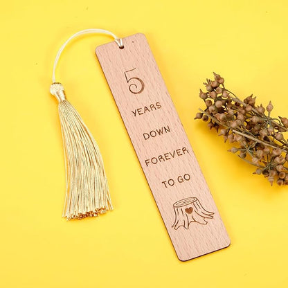 Anniversary Wood Gift for Him Her, Wooden Bookmark 5th Anniversary Wooden Gifts for Wife Husband, 5 Year Marriage Gifts Anniversary for Couple, Fifth Anniversary Valentines Gifts for Women Men