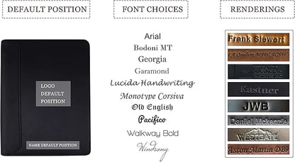 Free Engraved Name, Custom Portfolio, Genuine Leather Personalized Padfolio for Men, Engraved 3 Ring Binder Organizer, Business Portfolio with A4 Writing Pad, Handmade Customized Gifts, Black