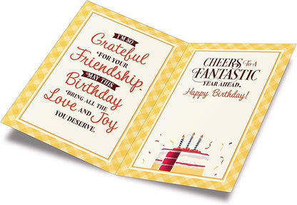 Prime Greetings Friend Birthday Card, Made in America, Eco-Friendly, Thick Card Stock with Premium Envelope 5in x 7.75in, Packaged in Protective Mailer
